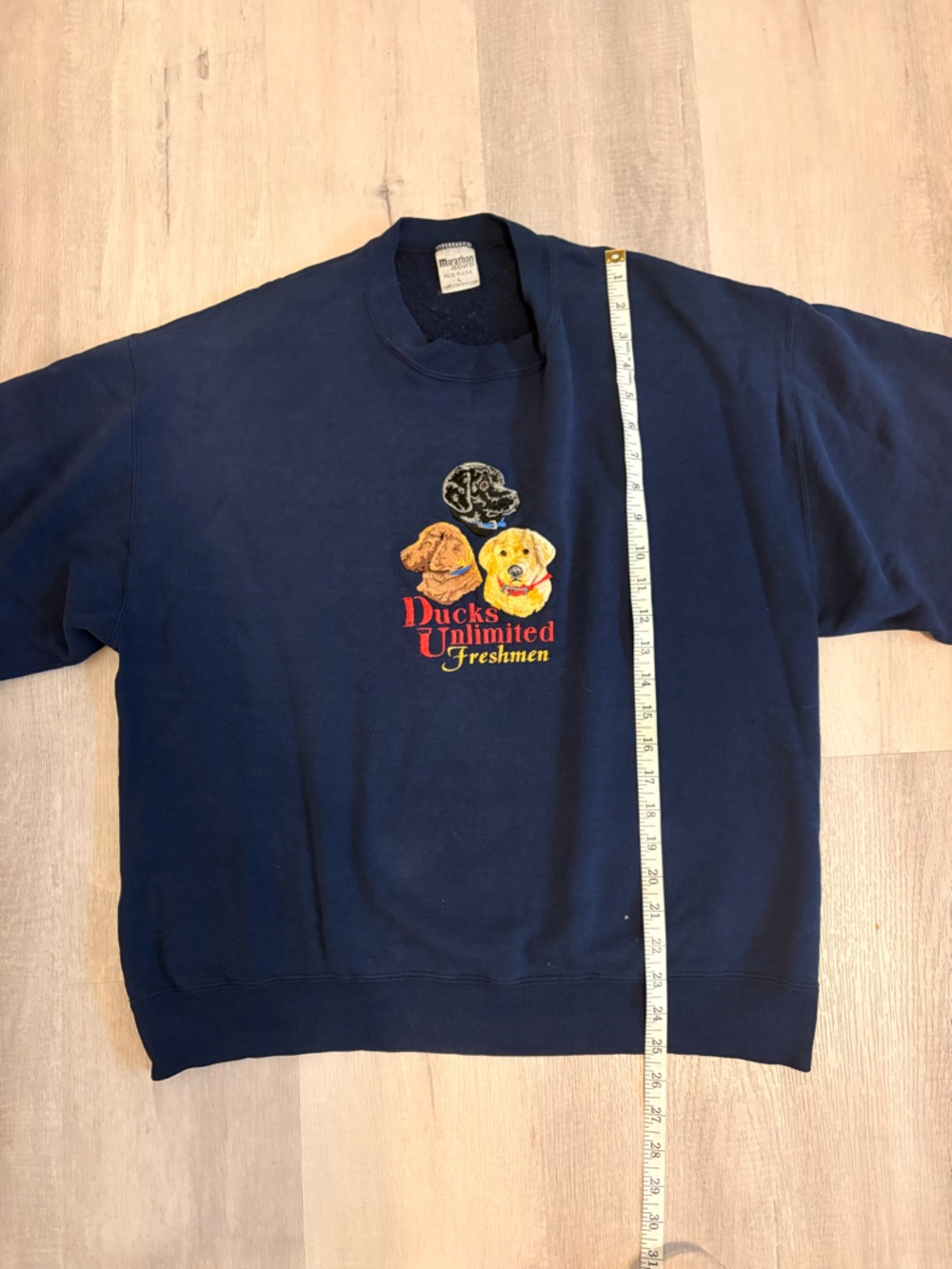 RARE Vintage 1990s Ducks Unlimited Freshmen Navy Crewneck Sweatshirt - Picture 3 of 4